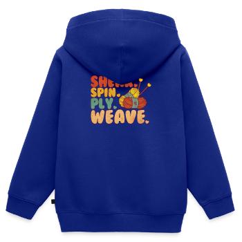 Weaving Knitting Crochet Fabrics Textiles - Kids Premium Organic Zip-up Hoodie - royal blue - Back - AI Model Kid Male (0cm)