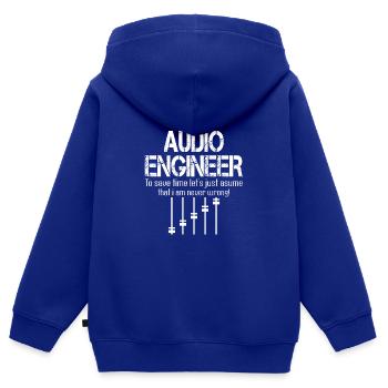 Ingénieur du son Ingénieur du son Ingénieur du son Mixeur - Sweat Premium à capuche zippé enfant bio - bleu roi - Dos - AI Model Kid Male (0cm)