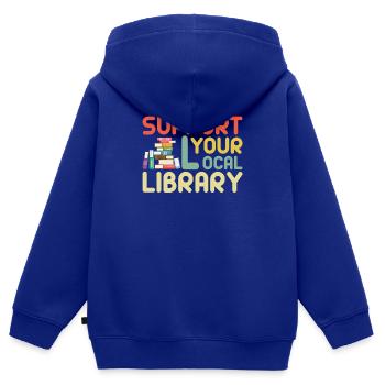 Library Librarian Read - Kids Premium Organic Zip-up Hoodie - royal blue - Back - AI Model Kid Male (0cm)