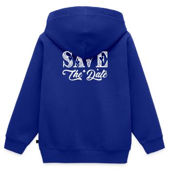 Save the date - Kinder Premium Organic Zip Hoodie - Royalblau - Hinten - AI Model Kid Male (0cm)