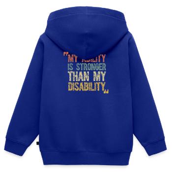 Handicap Handicap Fauteuil roulant Paraplégie Forte - Sweat Premium à capuche zippé enfant bio - bleu roi - Dos - AI Model Kid Male (0cm)