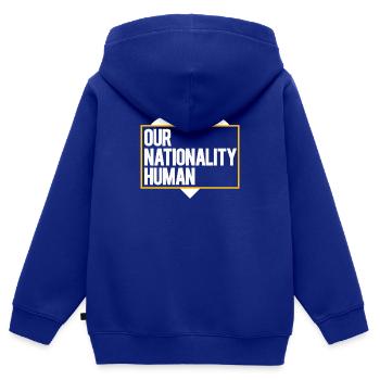 Nationalität Mensch Gegen Rassismus Menschenrechte - Kinder Premium Organic Zip Hoodie - Royalblau - Hinten - AI Model Kid Male (0cm)