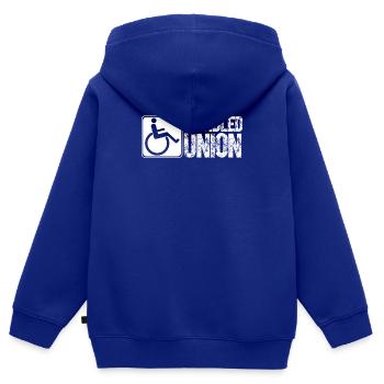 Handicap Handicap Fauteuil roulant Paraplégie Forte - Sweat Premium à capuche zippé enfant bio - bleu roi - Dos - AI Model Kid Male (0cm)