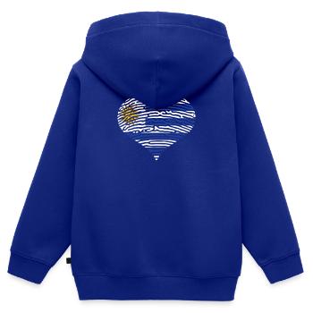 Uruguay Flagge Herz Lateinamerika Reisen Urlaub - Kinder Premium Organic Zip Hoodie - Royalblau - Hinten - AI Model Kid Male (0cm)