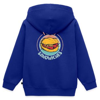 Sandwiches Sandwich Lover Sandwiches Cadeau - Sweat Premium à capuche zippé enfant bio - bleu roi - Dos - AI Model Kid Male (0cm)