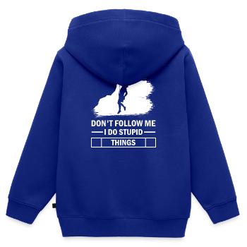Klettersport Klettern Solo Climbing Frauen - Kinder Premium Organic Zip Hoodie - Royalblau - Hinten - AI Model Kid Male (0cm)