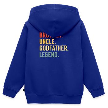 Parrain Filleul Cadeau Parrain Parrain Oncle - Sweat Premium à capuche zippé enfant bio - bleu roi - Dos - AI Model Kid Male (0cm)
