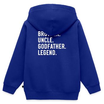 Parrain Filleul Cadeau Parrain Parrain Oncle - Sweat Premium à capuche zippé enfant bio - bleu roi - Dos - AI Model Kid Male (0cm)