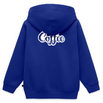 Café Sarcasme Amis Bonheur Joie Cappuccino - Sweat Premium à capuche zippé enfant bio - bleu roi - Dos - AI Model Kid Male (0cm)