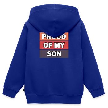 Je suis fier de mon fils - Sweat Premium à capuche zippé enfant bio - bleu roi - Dos - AI Model Kid Male (0cm)