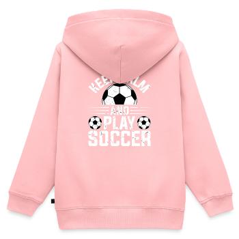 Joueur de football Football Ball Club - Sweat Premium à capuche zippé enfant bio - rose - Dos - AI Model Kid Female (0cm)