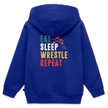 Wrestling Wrestling Wrestler Wrestler Gift - Kids Premium Organic Zip-up Hoodie - royal blue - Back - AI Model Kid Male (0cm)