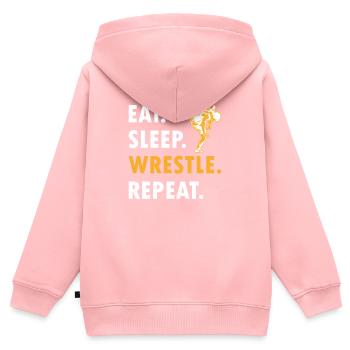 Lutte Lutte Cadeau de lutteur lutteur - Sweat Premium à capuche zippé enfant bio - rose - Dos - AI Model Kid Female (0cm)