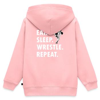 Lutte Lutte Cadeau de lutteur lutteur - Sweat Premium à capuche zippé enfant bio - rose - Dos - AI Model Kid Female (0cm)