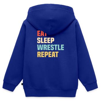 Lutte Lutte Cadeau de lutteur lutteur - Sweat Premium à capuche zippé enfant bio - bleu roi - Dos - AI Model Kid Male (0cm)