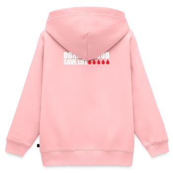 Don de sang Dons de sang Donneurs de sang - Sweat Premium à capuche zippé enfant bio - rose - Dos - AI Model Kid Female (0cm)