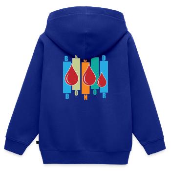 Don de sang Dons de sang Donneurs de sang - Sweat Premium à capuche zippé enfant bio - bleu roi - Dos - AI Model Kid Male (0cm)