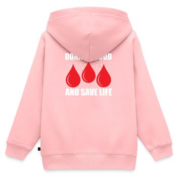 Don de sang Dons de sang Donneurs de sang - Sweat Premium à capuche zippé enfant bio - rose - Dos - AI Model Kid Female (0cm)