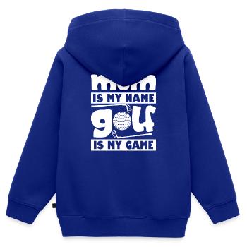 Golfeurs Golfeurs Golfeurs Clubs de golf Golf Mère de golf - Sweat Premium à capuche zippé enfant bio - bleu roi - Dos - AI Model Kid Male (0cm)