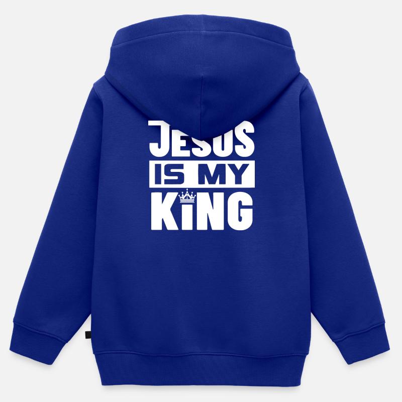 Christianisme Jésus Religion Foi Croix Prière - Sweat Premium à capuche zippé enfant bio - bleu roi