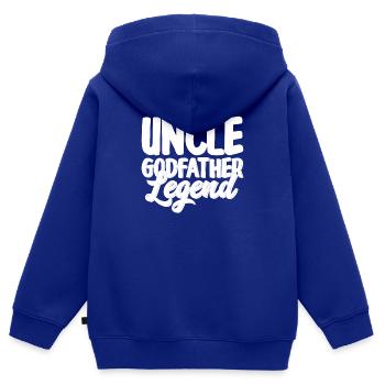 Parrain Filleul Cadeau Parrain Parrain Oncle - Sweat Premium à capuche zippé enfant bio - bleu roi - Dos - AI Model Kid Male (0cm)