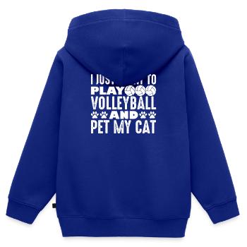 Volleyball Aufschlag Volleyballspieler Katze Mieze - Kinder Premium Organic Zip Hoodie - Royalblau - Hinten - AI Model Kid Male (0cm)
