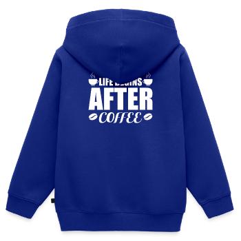 Café Sarcasme Amis Bonheur Joie Cappuccino - Sweat Premium à capuche zippé enfant bio - bleu roi - Dos - AI Model Kid Male (0cm)