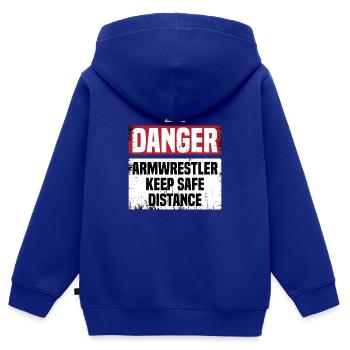 Bras de fer Bras de fer - Sweat Premium à capuche zippé enfant bio - bleu roi - Dos - AI Model Kid Male (0cm)