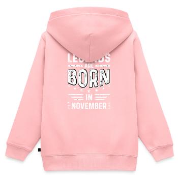 Les légendes naissent en novembre anniversaire - Sweat Premium à capuche zippé enfant bio - rose - Dos - AI Model Kid Female (0cm)