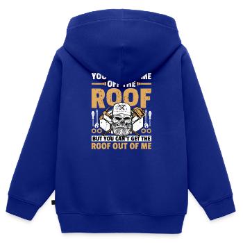 Couvreur Couvreur Plombier Toit Plombier Artisanat de toit - Sweat Premium à capuche zippé enfant bio - bleu roi - Dos - AI Model Kid Male (0cm)