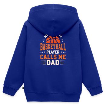 Basketball Père BBall Dribble Sport Son - Sweat Premium à capuche zippé enfant bio - bleu roi - Dos - AI Model Kid Male (0cm)