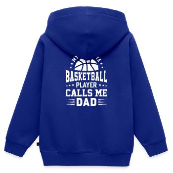Basketball Père BBall Dribble Sport Son - Sweat Premium à capuche zippé enfant bio - bleu roi - Dos - AI Model Kid Male (0cm)
