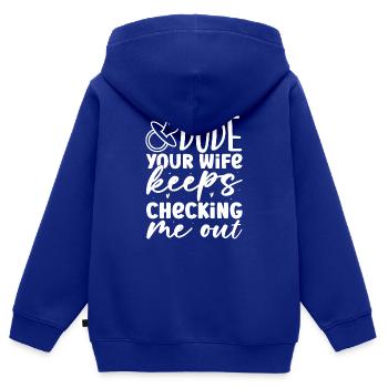 Neugeborener Junge Baby Schwangerschaft Geschenk - Kinder Premium Organic Zip Hoodie - Royalblau - Hinten - AI Model Kid Male (0cm)