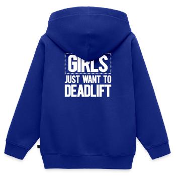 Gym Fitness Fitnessstudio Frau Deadlift Geschenk - Kinder Premium Organic Zip Hoodie - Royalblau - Hinten - AI Model Kid Male (0cm)