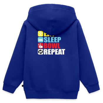 Bowling Cone Spareball Pins Ball Strike - Sweat Premium à capuche zippé enfant bio - bleu roi - Dos - AI Model Kid Male (0cm)