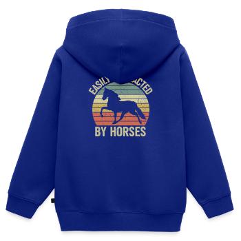 Équitation Cheval Propriétaire Cheval Citation Equitation Course d’équitation - Sweat Premium à capuche zippé enfant bio - bleu roi - Dos - AI Model Kid Male (0cm)