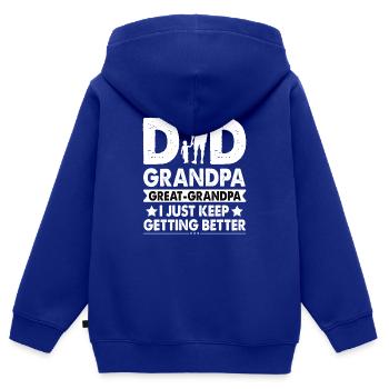 Je suis papa, grand-père et arrière-grand-père père père de la fête des pères - Sweat Premium à capuche zippé enfant bio - bleu roi - Dos - AI Model Kid Male (0cm)