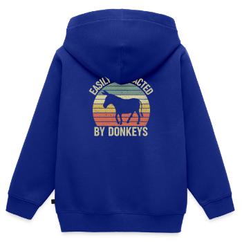 Âne âne âne propriétaire donkey porte-âne cadeau - Sweat Premium à capuche zippé enfant bio - bleu roi - Dos - AI Model Kid Male (0cm)