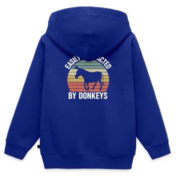 Âne âne âne propriétaire donkey porte-âne cadeau - Sweat Premium à capuche zippé enfant bio - bleu roi - Dos - AI Model Kid Male (0cm)