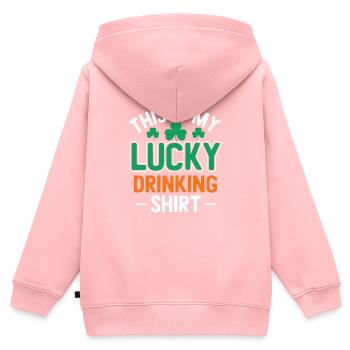 Irlande irlandaise Drapeau Racines irlandaises Origine irlandaise - Sweat Premium à capuche zippé enfant bio - rose - Dos - AI Model Kid Female (0cm)
