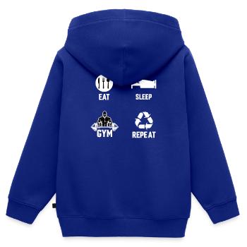 Fitness Muskel Kniebeugen Kreuzheben Athlet Sport - Kinder Premium Organic Zip Hoodie - Royalblau - Hinten - AI Model Kid Male (0cm)