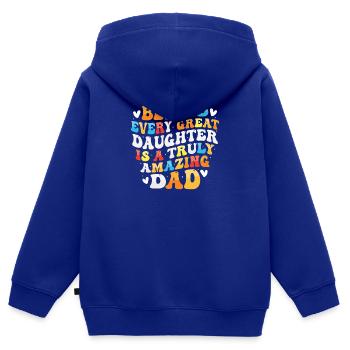 Père Fille Partenaire Look Vêtements Relation Papa - Sweat Premium à capuche zippé enfant bio - bleu roi - Dos - AI Model Kid Male (0cm)