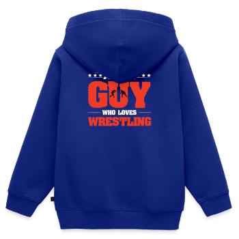 Lutte Lutte Cadeau de lutteur lutteur - Sweat Premium à capuche zippé enfant bio - bleu roi - Dos - AI Model Kid Male (0cm)