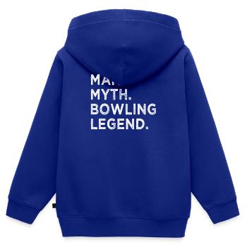 Bowling Cone Spareball Pins Ball Strike - Sweat Premium à capuche zippé enfant bio - bleu roi - Dos - AI Model Kid Male (0cm)
