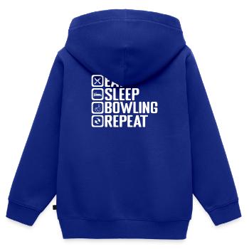 Bowling Cone Spareball Pins Ball Strike - Sweat Premium à capuche zippé enfant bio - bleu roi - Dos - AI Model Kid Male (0cm)