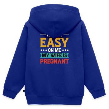 femme enceinte drôle cadeau drôle - Sweat Premium à capuche zippé enfant bio - bleu roi - Dos - AI Model Kid Male (0cm)