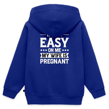 Femme enceinte Drôle de cadeau Drôle - Sweat Premium à capuche zippé enfant bio - bleu roi - Dos - AI Model Kid Male (0cm)