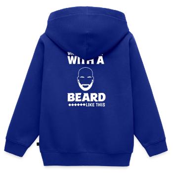 Vollbart Glatze Bartträger Barthaare Schnauzbart - Kinder Premium Organic Zip Hoodie - Royalblau - Hinten - AI Model Kid Male (0cm)