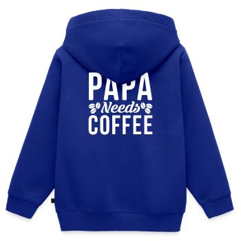 sarcasme café amis papa papa cappuccino - Sweat Premium à capuche zippé enfant bio - bleu roi - Dos - AI Model Kid Male (0cm)