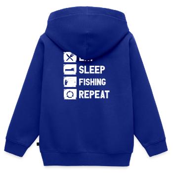Angeln Jagen Fisch Haken Jäger Rute Köder Biss - Kinder Premium Organic Zip Hoodie - Royalblau - Hinten - AI Model Kid Male (0cm)